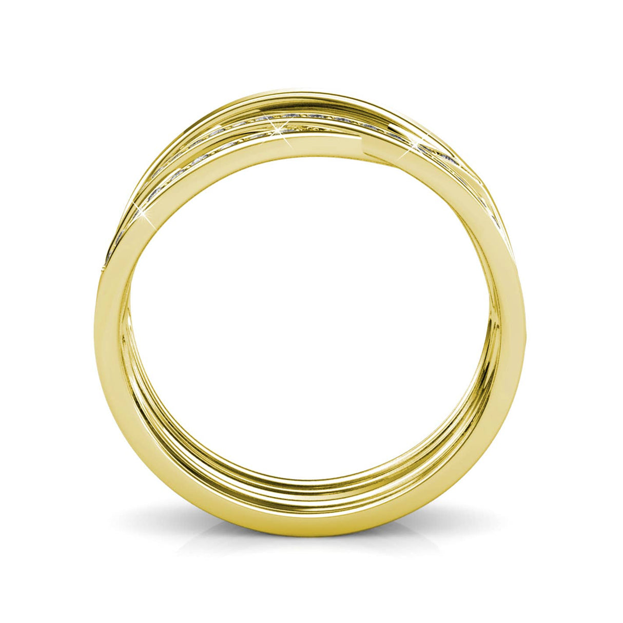 CARALI / MYC Paris - Criss Cross Ring - Gold and Crystal: 56