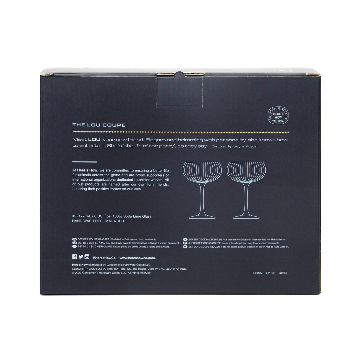 Here's How "The Lou" Coupe Glass - Set of 2 Blue
