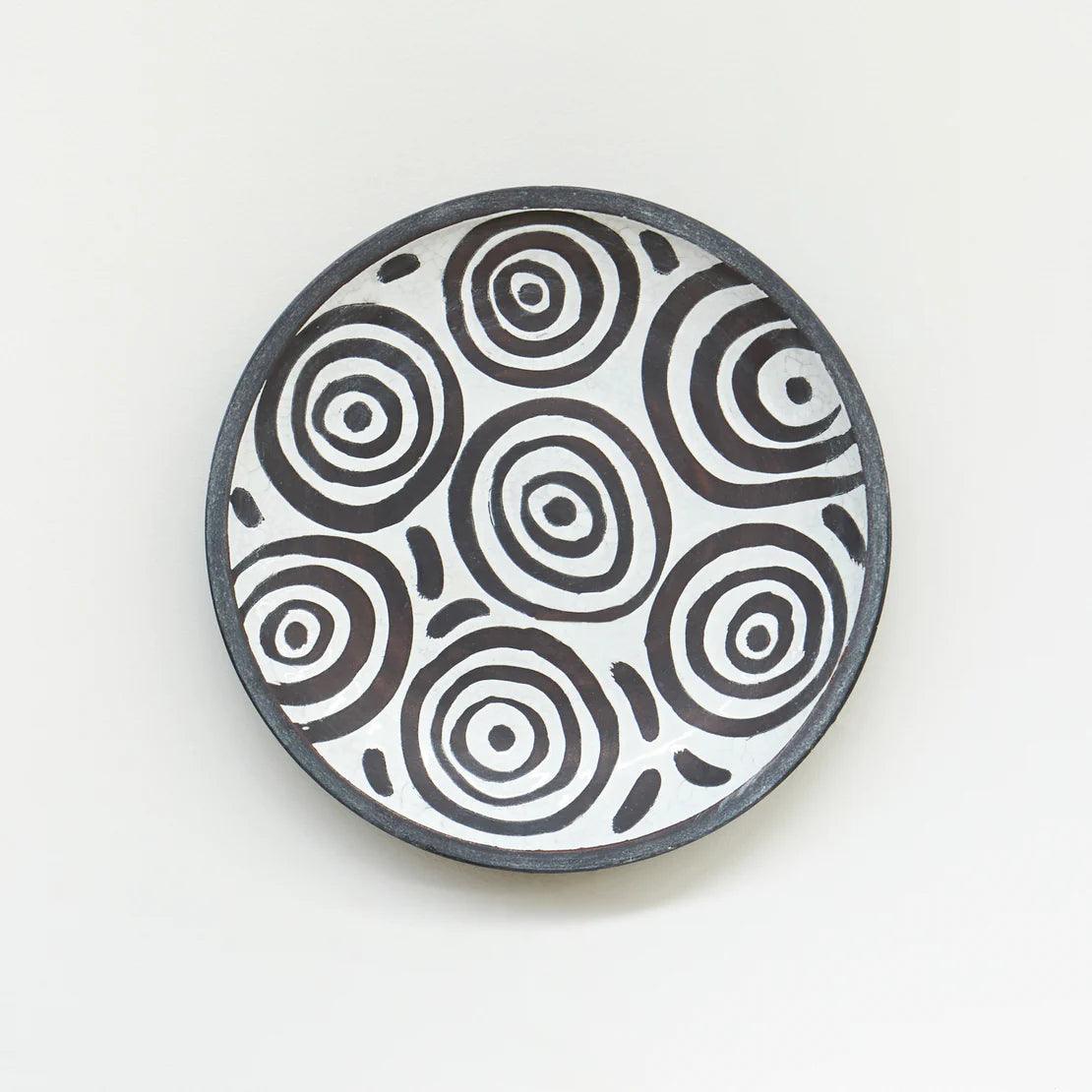 Large Black and White Patterned Wall Platter.