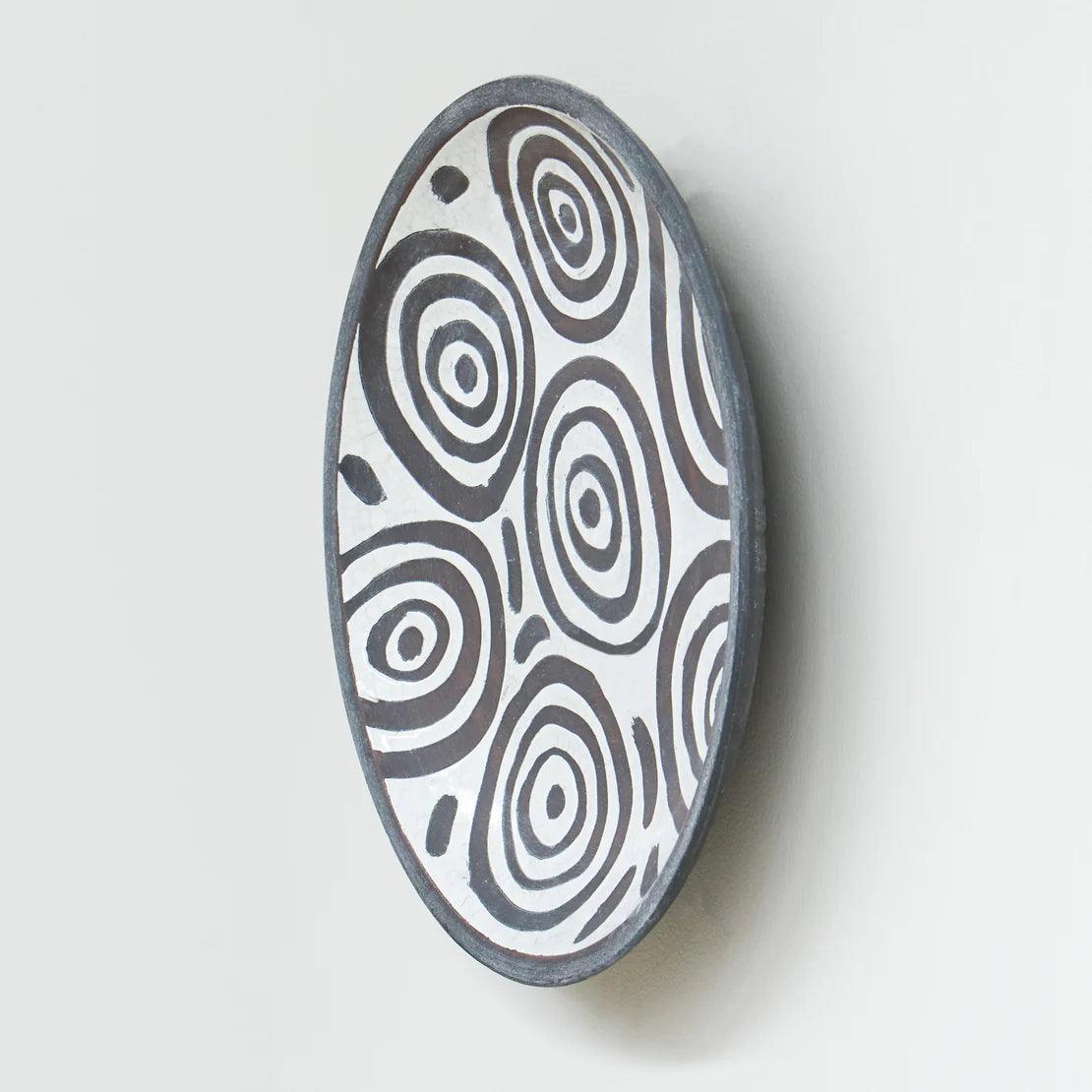Large Black and White Patterned Wall Platter.