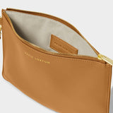 Zana Canvas Wristlet Pouch in Tan.