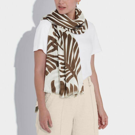 Tropical Leaf Printed Scarf.