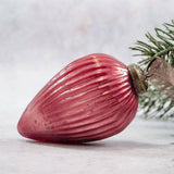 Pink Glass Pinecone Hanging Ornament.