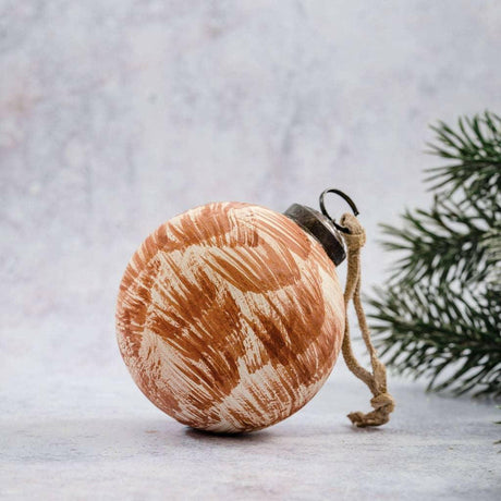 Tan Brushed Glass Hanging Bauble.