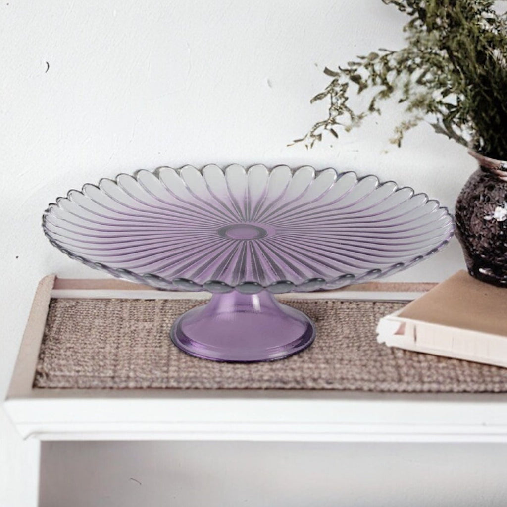 33cm Purple Glass Cake Platter - Persora