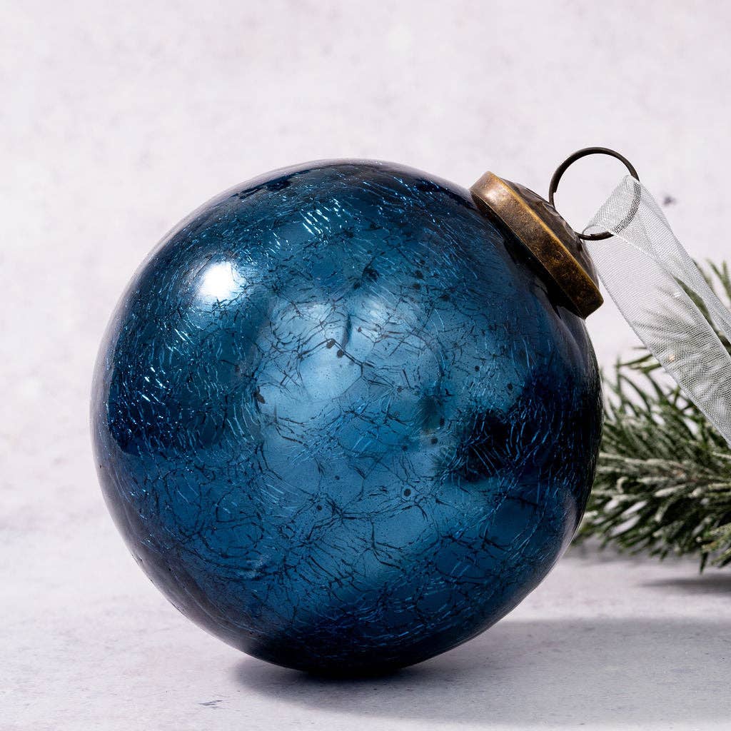 4" Extra Large Old Navy Crackle Glass Bauble - Persora