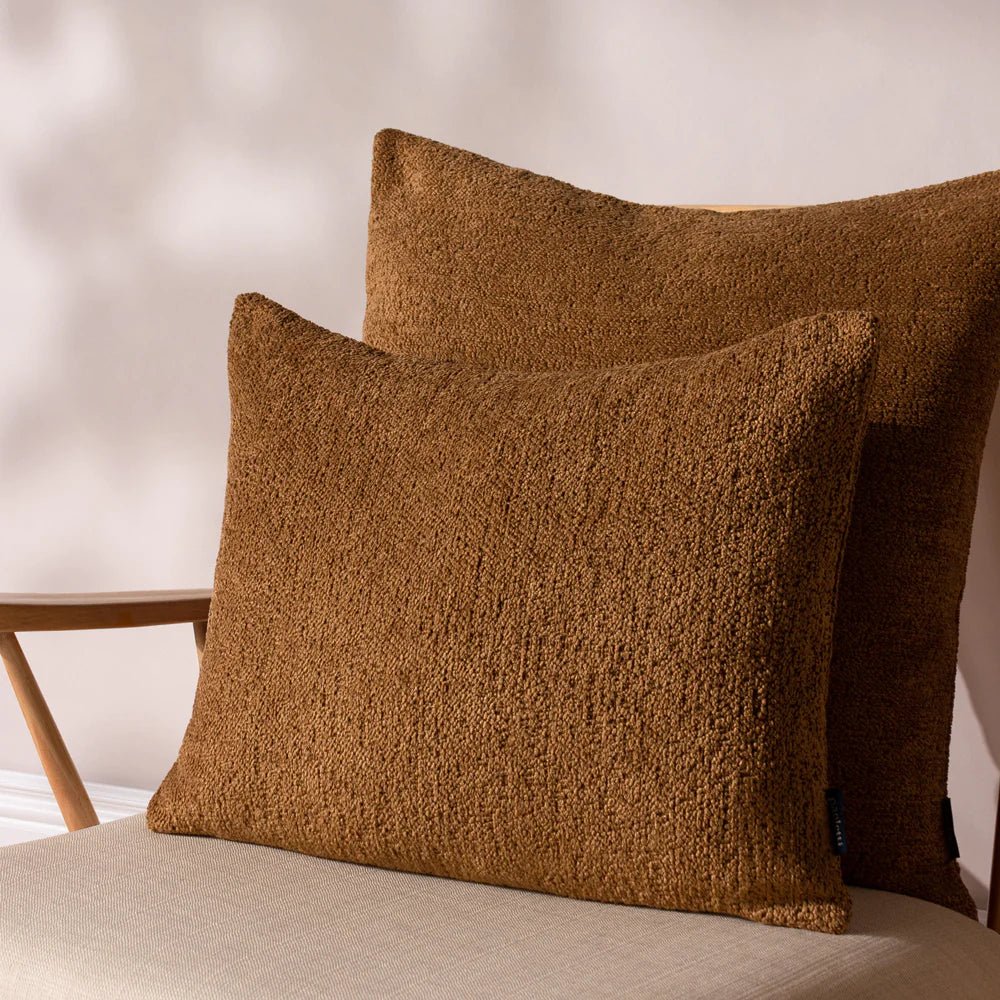 60cm x 60cm Caramel Brown Boucle Cushion - Persora