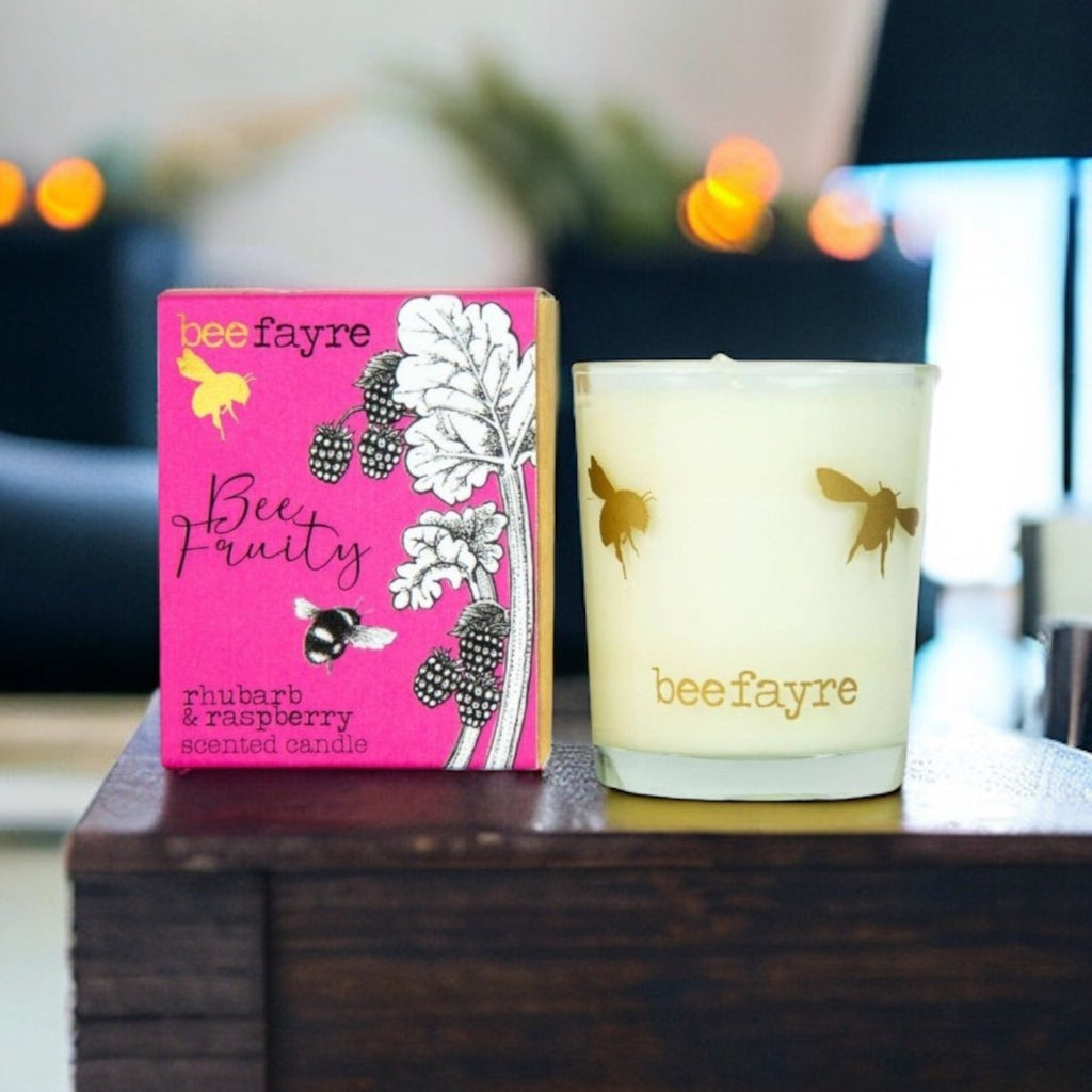 Bee Fayre Bee Fruity Rhubarb & Raspberry Candle - Persora