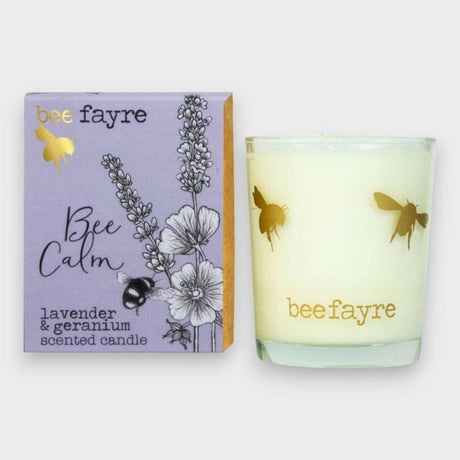 Bee Fayre Lavender & Geranium Small Scented Candle.