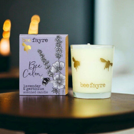 Bee Fayre Lavender & Geranium Small Scented Candle.