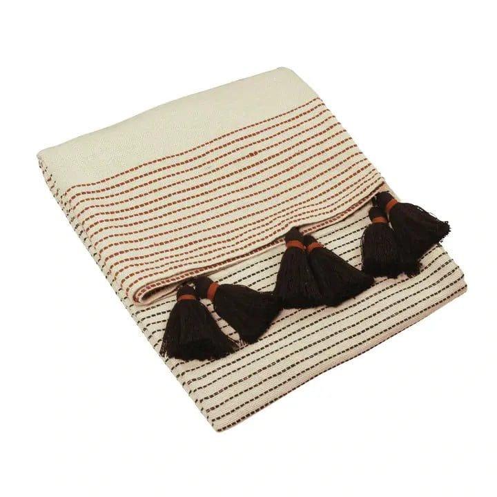 Black and White Tasseled Throw.