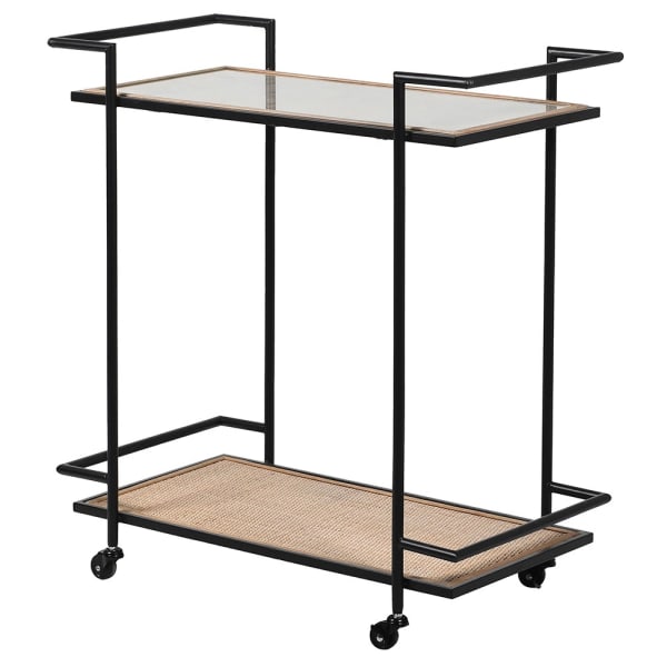 Black Iron and Rattan Drinks Trolley - Persora