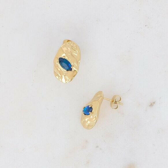 Bohm Paris Blue Gem and Gold Earrrings - Persora