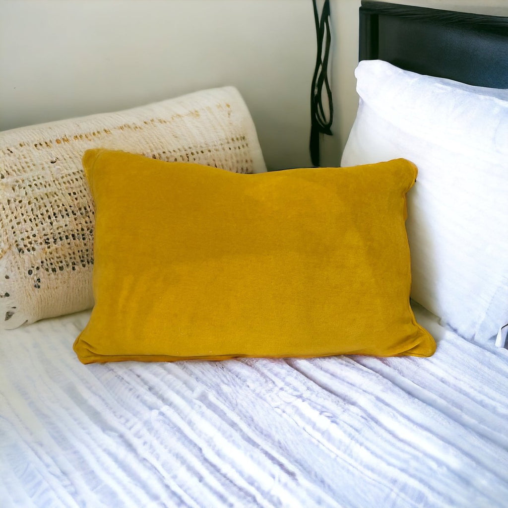 Bright Mustard Rectangular Velvet Cushion - Persora