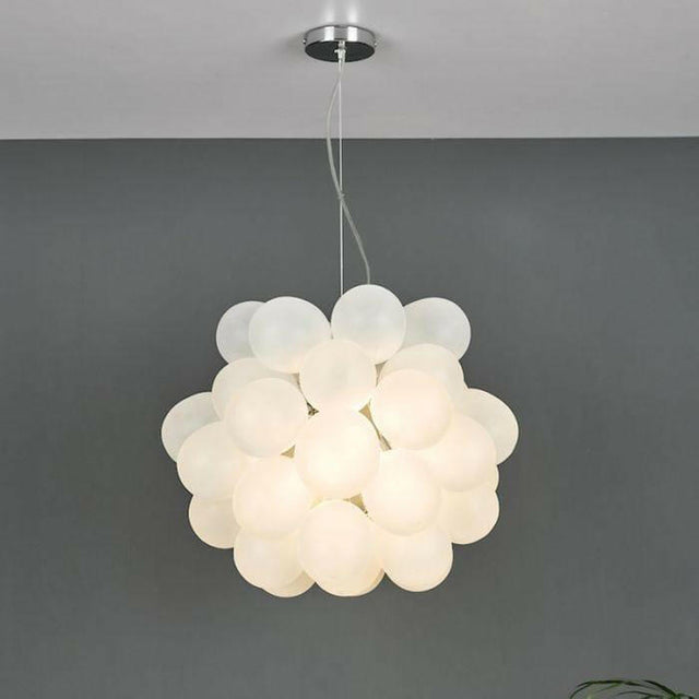 Bubbles 6 Light Pendant Polished Chrome Frosted Glass.