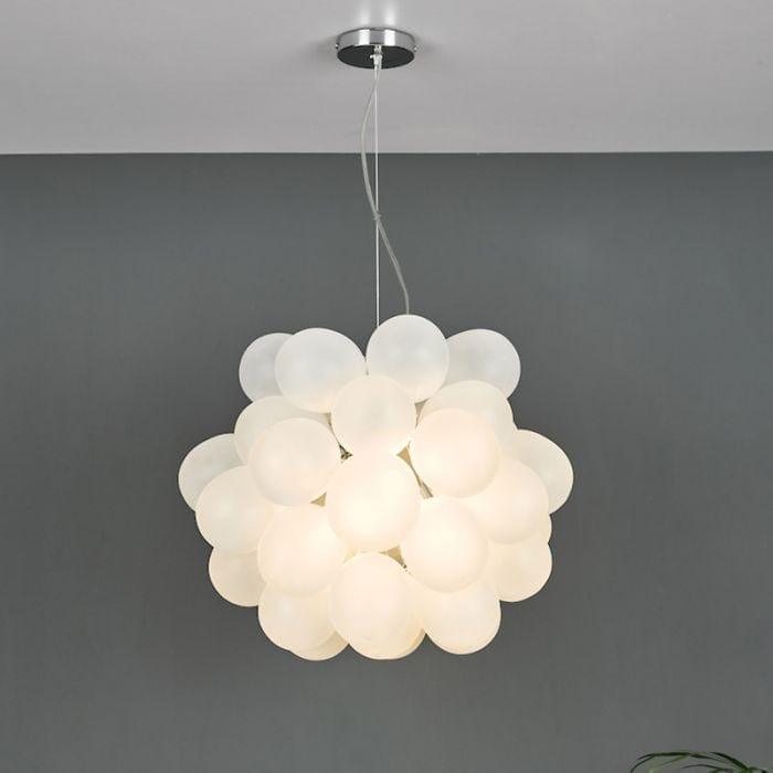 Bubbles 6 Light Pendant Polished Chrome Frosted Glass - Persora