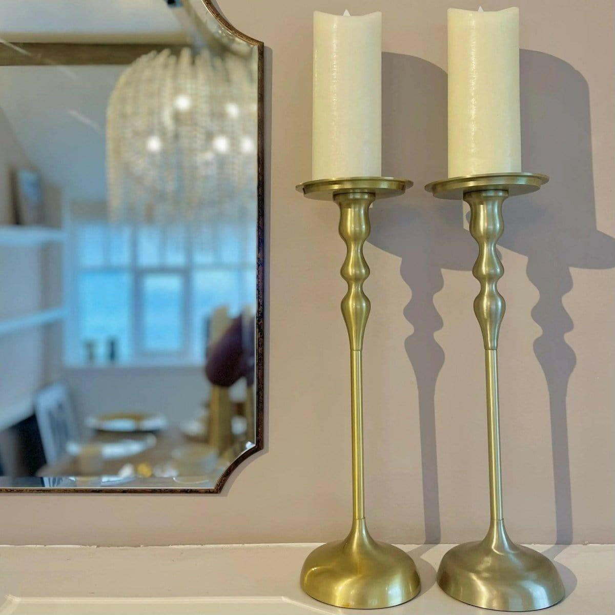 Caswell Gold Pillar Candlestick.