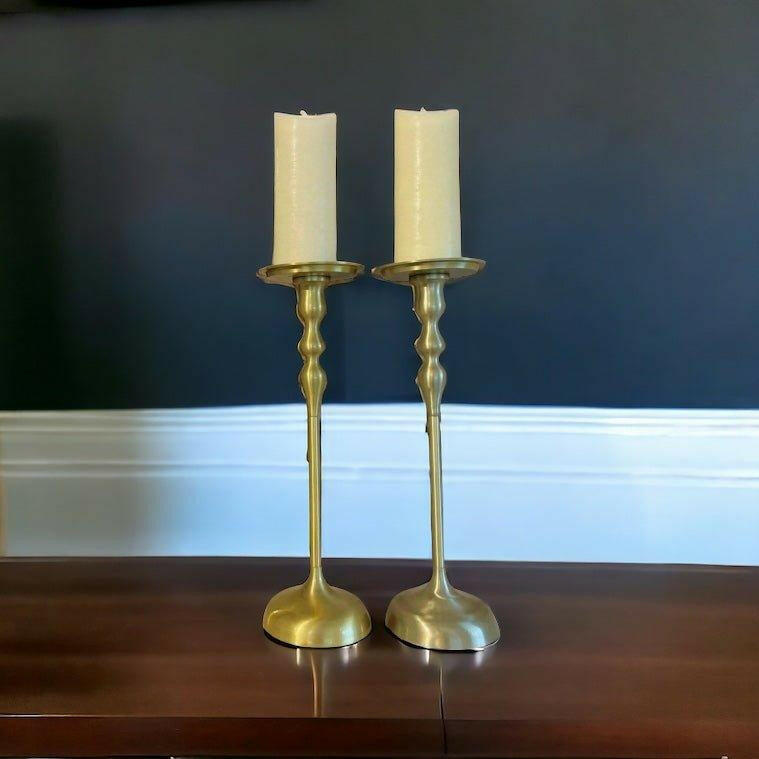 Caswell Gold Pillar Candlestick.