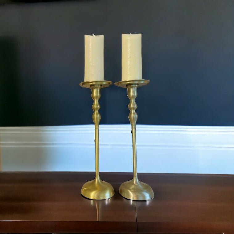 Caswell Gold Pillar Candlestick - Persora