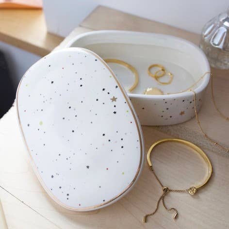 Ceramic Moon And Dots Trinket Box - Persora