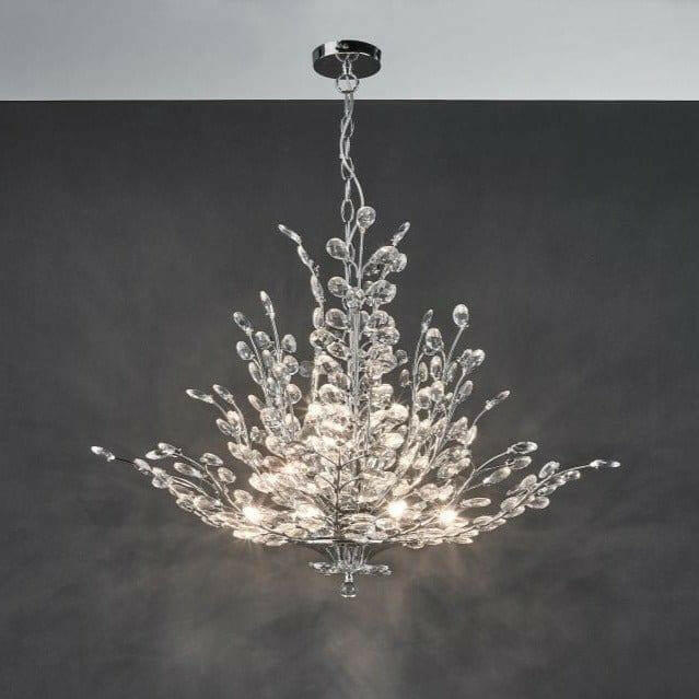 Cordelia 9 Light Pendant Polished Chrome Crystal.
