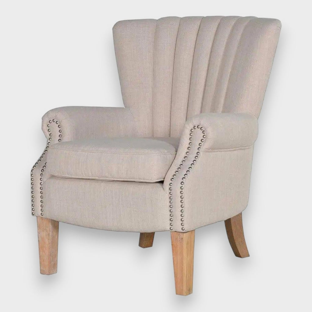 Cream Studded Arm Chair - Persora