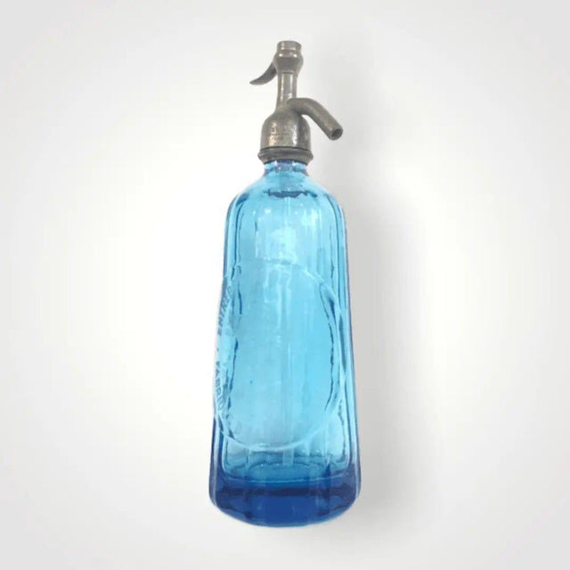 Entrepots de Brevannes Vintage Blue Glass Soda Bottle.
