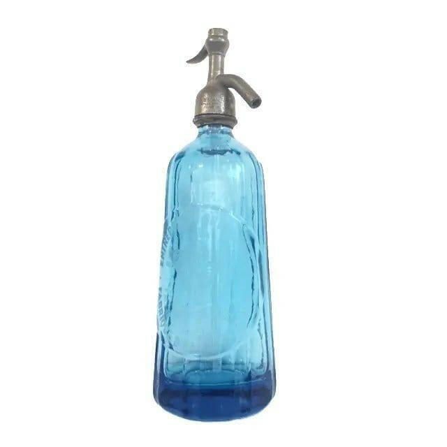 Entrepots de Brevannes Vintage Blue Glass Soda Bottle.