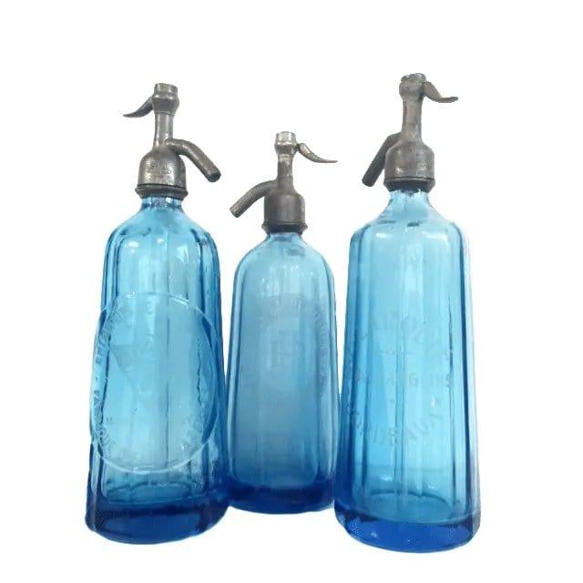 Entrepots de Brevannes Vintage Blue Glass Soda Bottle - Persora