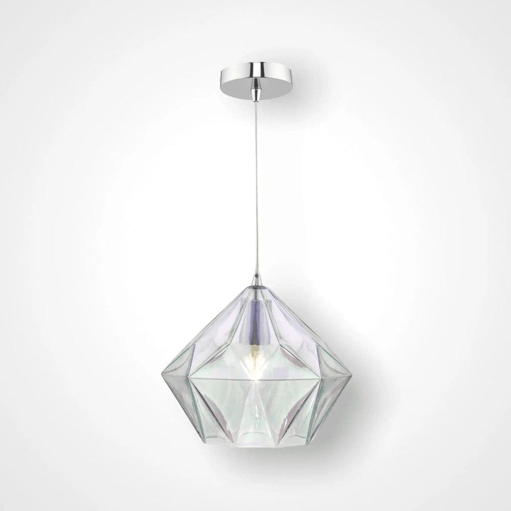 Gaia Iridised Glass & Polished Chrome Pendant - Persora