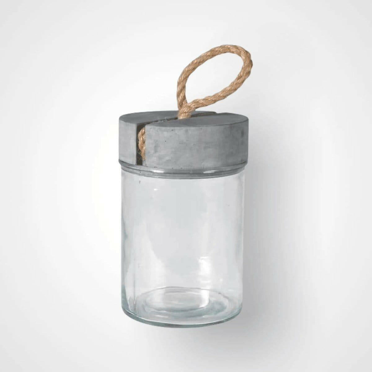 Glass Storage Jar with Concrete Lid.