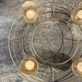 Gold Circular Wreath Tea Light Holder.