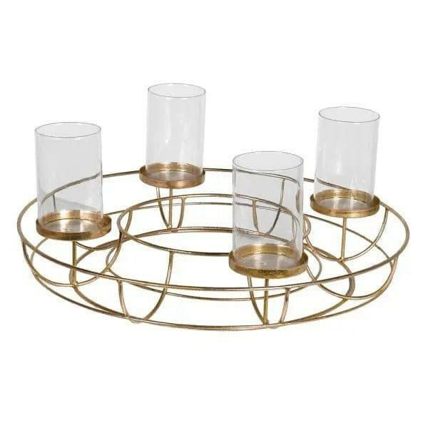 Gold Circular Wreath Tea Light Holder.