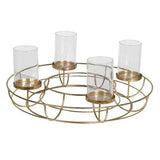 Gold Circular Wreath Tea Light Holder.