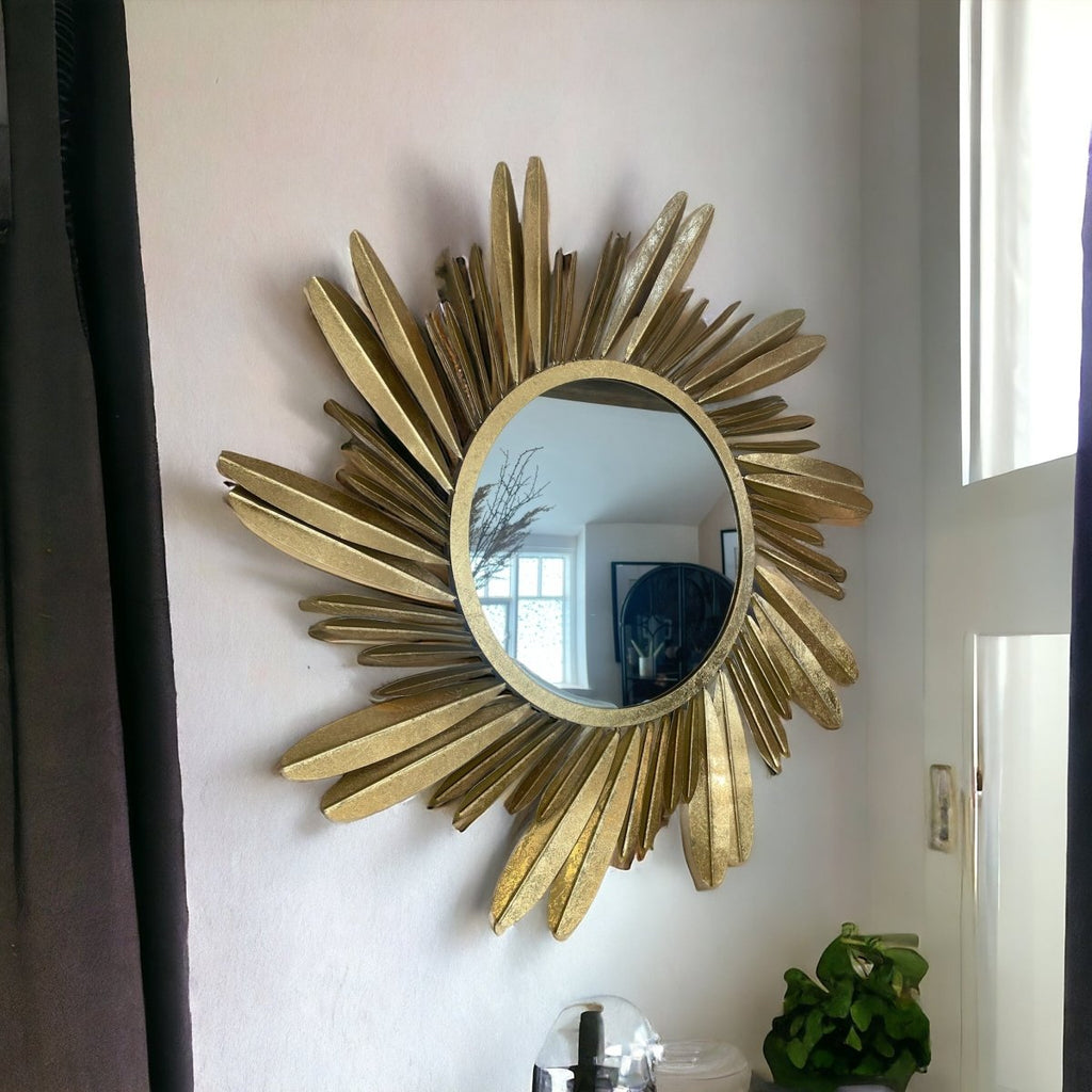 Gold Feather Wall Mirror - Persora