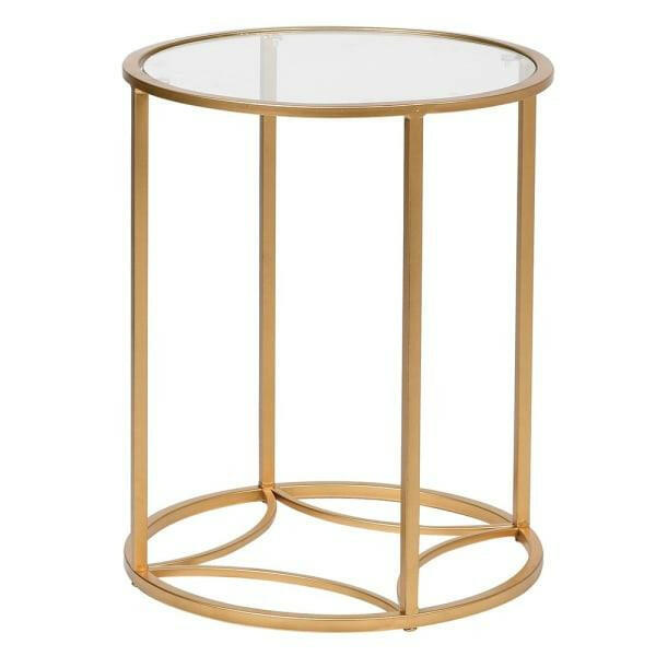 Gold Glass Topped Side Table.