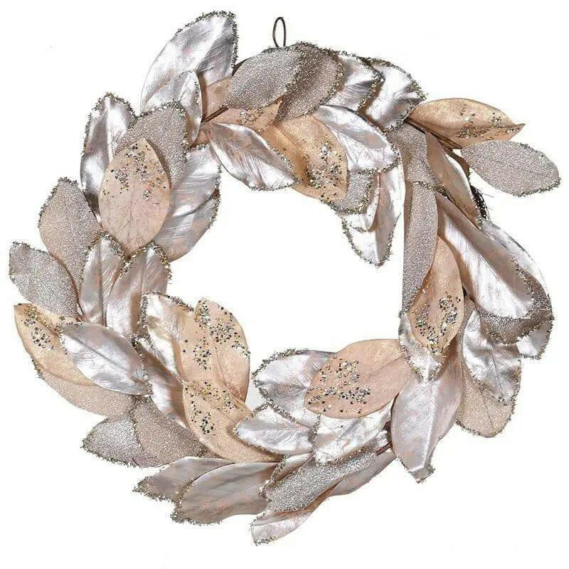 Gold Magnolia Leaves Christmas Wreath.