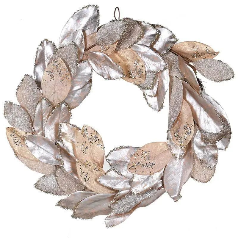 Gold Magnolia Leaves Christmas Wreath - Persora