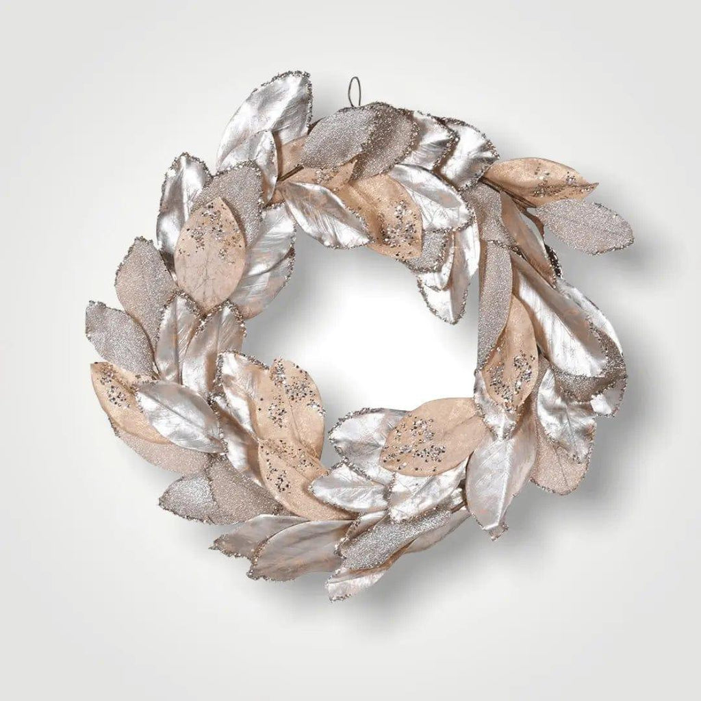 Gold Magnolia Leaves Christmas Wreath.