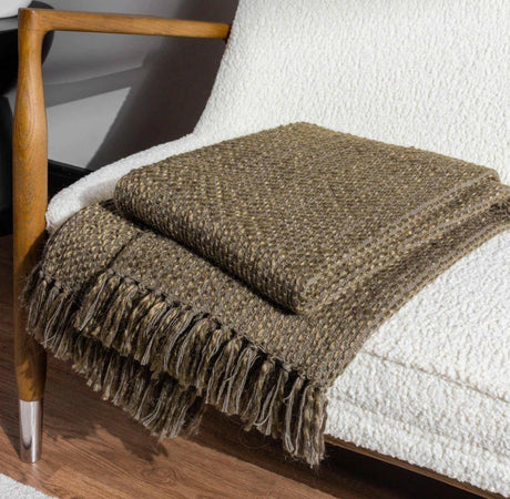 Hoem Morni Woven Fringed Throw Willow.