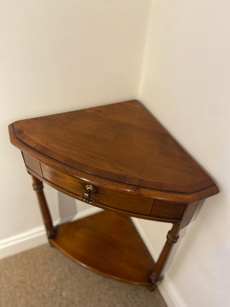 Antique Style Cherry Wood Corner Table | The Lunatiques