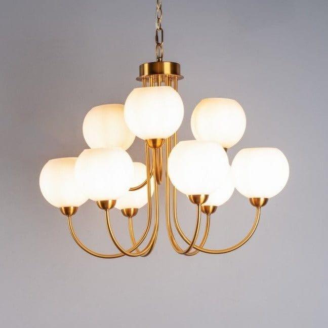 Indra Solid Brass and Opal Glass 9 Light Pendant - Persora