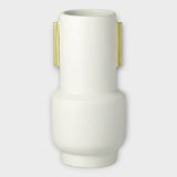 Ivory and Gold Ceramic Vase.
