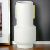 Ivory and Gold Ceramic Vase.