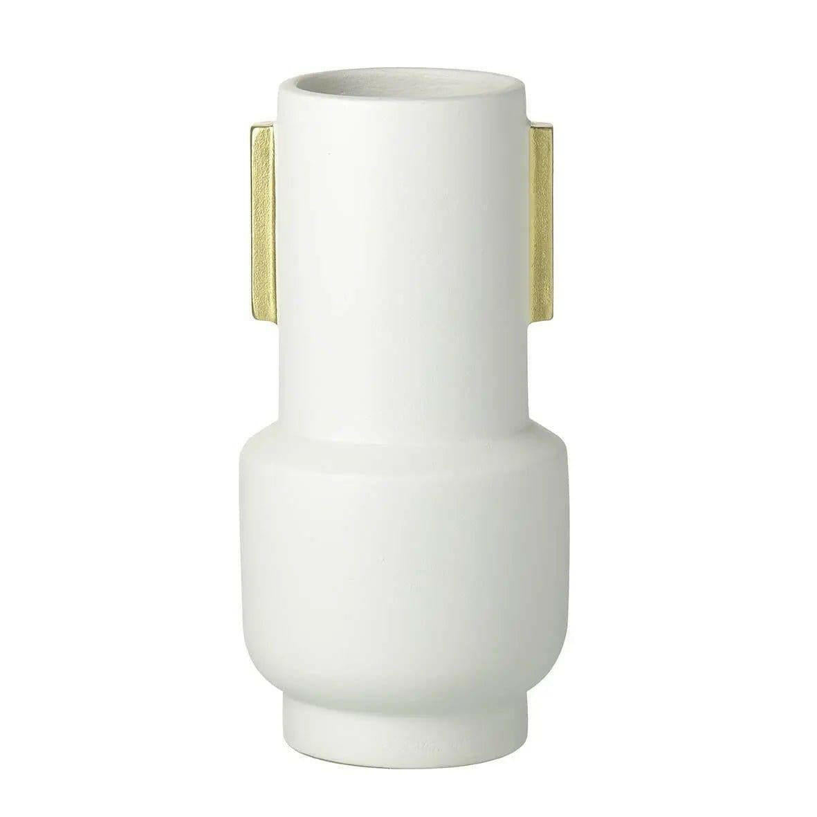 Ivory and Gold Ceramic Vase.