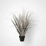 Large Faux Lilac Onion Grass in Black Pot.