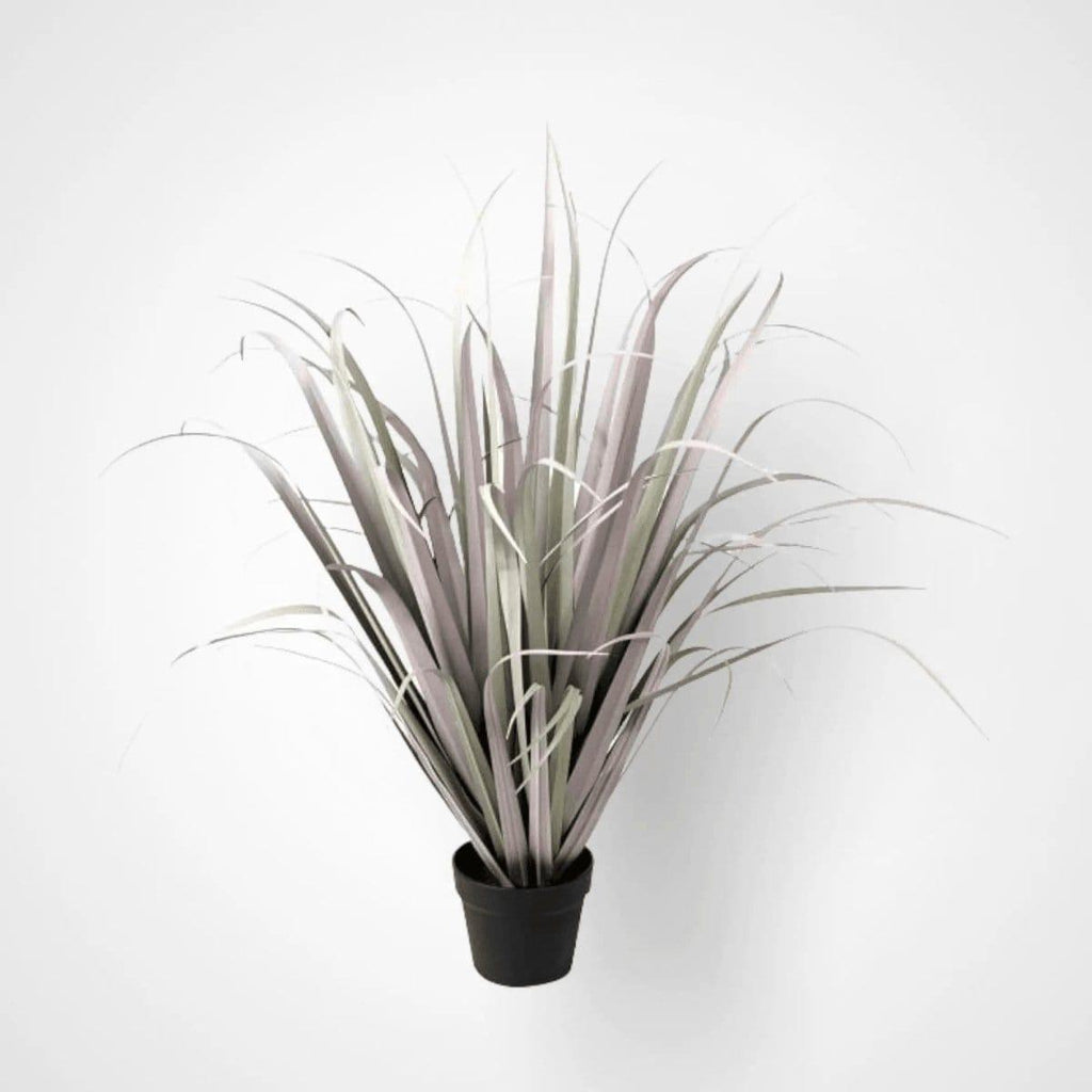 Large Faux Lilac Onion Grass in Black Pot - Persora