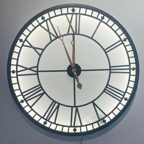 Large Light Up Roman Numeral Wall Clock.
