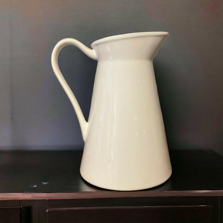 Large Off White Ceramic Pitcher - Persora