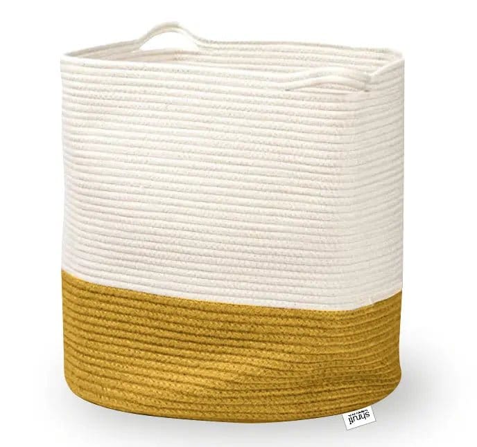 Large Yellow Woven Cotton Basket - Persora